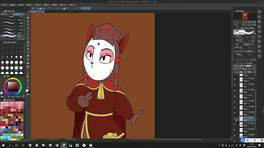 京剧猫对子猫绘画完成下