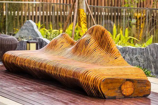 景观座椅山形座椅山形设计图案室外景观座椅中式景观凳