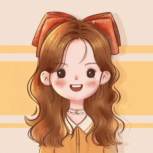 手绘卷发蝴蝶结女生可爱头像