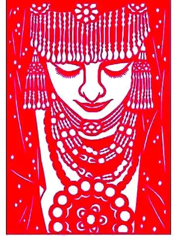 王革剪纸作品《塔吉克少女》.