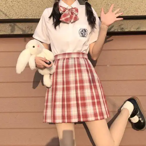 jk制服套装原创正版温柔一刀女格短裙百褶半身裙