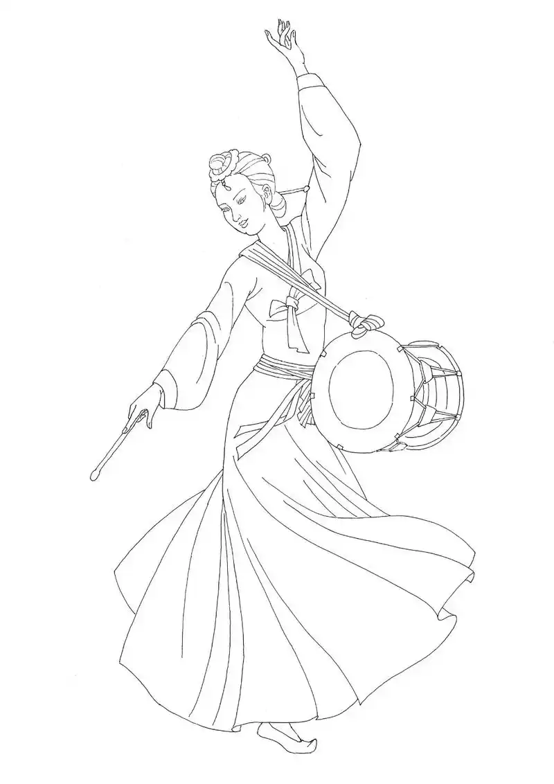 几年前画的一组鲜族舞蹈#感谢支持感谢关注 #传统文化 #人物 - 抖音