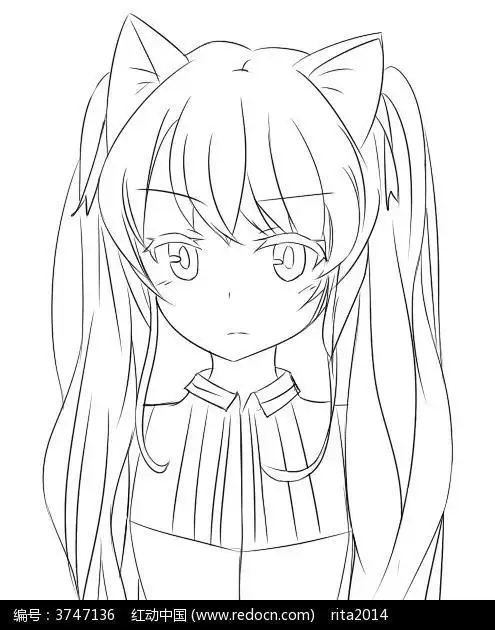 小女孩简笔画兴趣爱好花与少女5简笔画人物手绘穿搭附线稿笔刷简笔