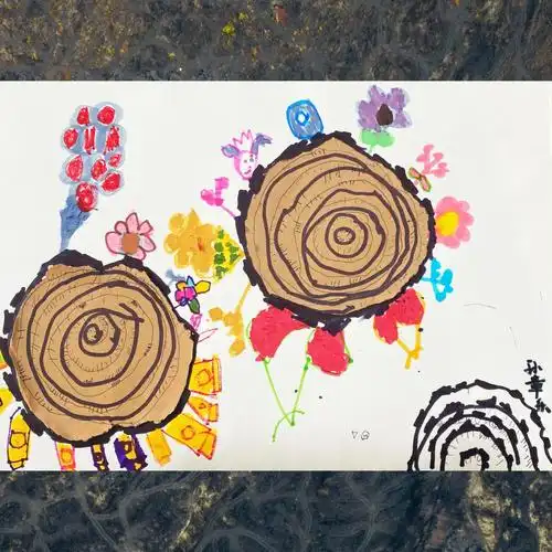 中班美术作品年轮