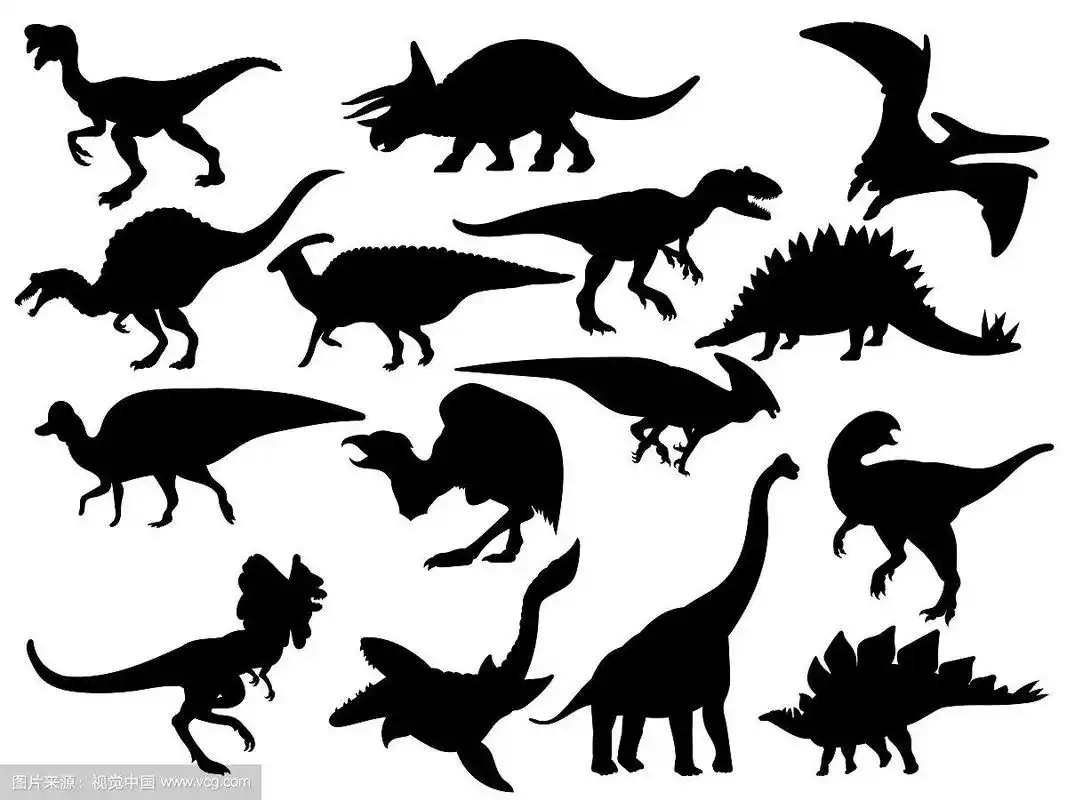恐龙剪影集合灭绝
