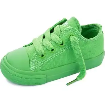 ing童鞋 新款糖果色男童鞋低帮休闲板鞋 女童宝宝儿童帆布鞋 绿色ak