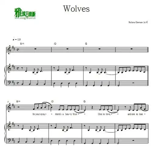wolves钢琴伴奏谱