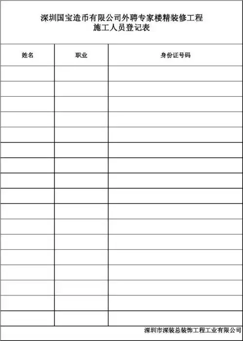 施工人员花名册