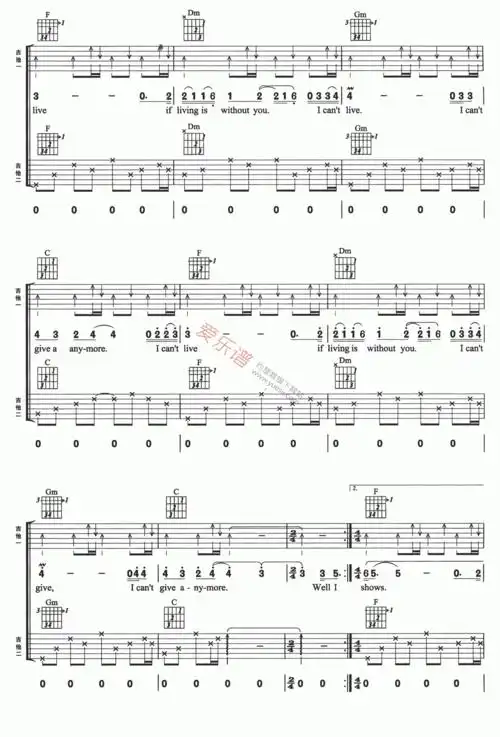 玛丽亚凯莉mariahcarey玛丽亚凯莉withoutyou吉他谱