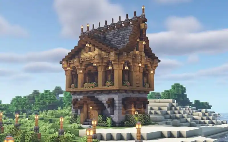 【hrzy builds】minecraft 建筑教程-幻想小房子(搬运)