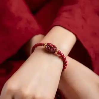 拾灿朱砂貔貅红绳手链本命年转好运招紫砂财520礼物送男女友刻字1朱砂