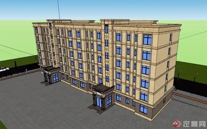 新古典风格详细的六层住宅楼设计su模型
