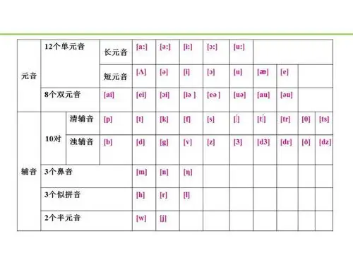 元音,辅音一览表