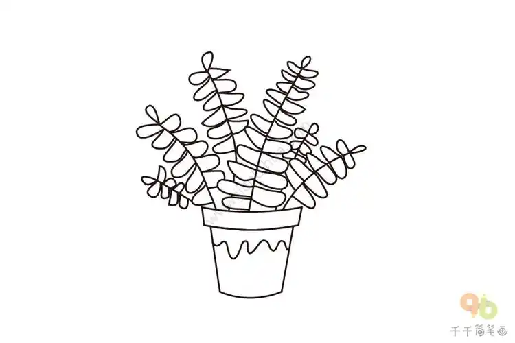 波士顿蕨简笔画教程