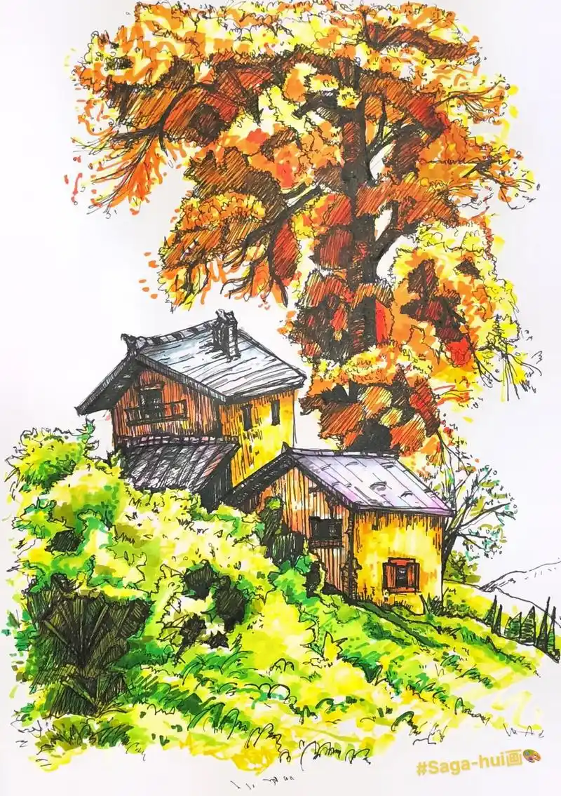 马克笔手绘风景画