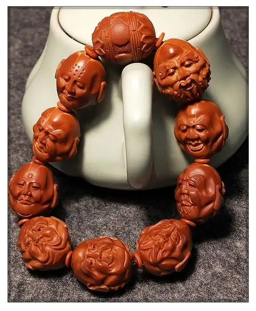 盘道19精品橄榄核苏南工双面铁核须派十八罗汉纯手工雕刻文玩男女手串