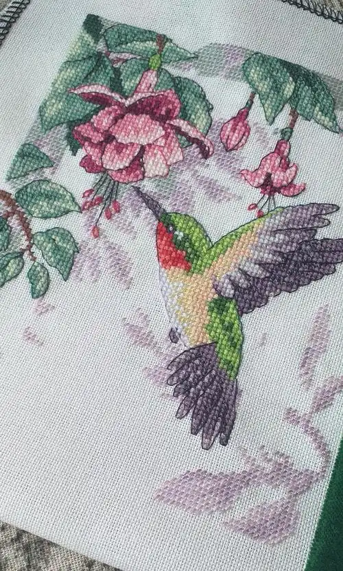 阿芙dmc十字绣套件新款zgf-689蜂鸟鸟与花印花十字绣套件