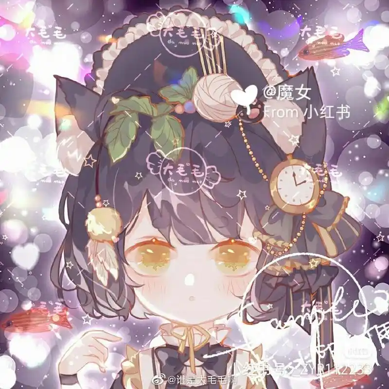 紫色系大毛毛头像