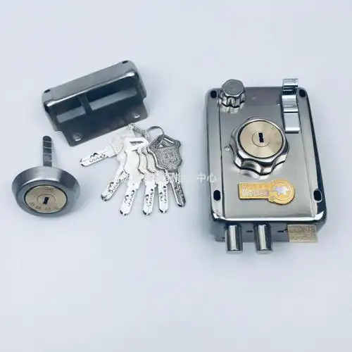 老式门锁老款 老式防盗门十字锁c级自动碰锁通用型老款保民木门锁铁门