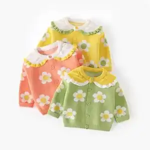 儿童毛衣针织衫外套秋装女宝宝手工编织开衫儿童婴儿服春秋毛线衣