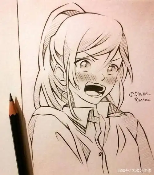 超漂亮的卡通少女线稿,画风爱了