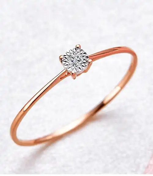 18k玫瑰金钻石彩金求婚结婚镶钻戒指表白小钻戒女百搭 18k玫瑰金钻石