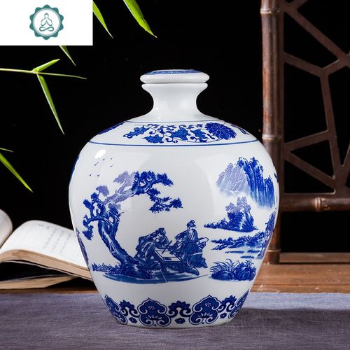 10斤装陶瓷酒瓶白酒坛空酒瓶密封酒壶酒具酒罐 封后 5斤青花瓷八仙送