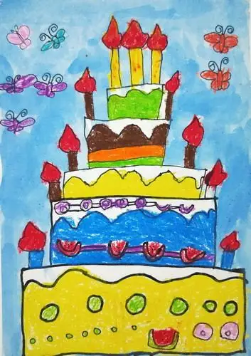 生日蛋糕 作者姓名: 叶榕 作者年龄:6 作品类别: 绘画 奖&