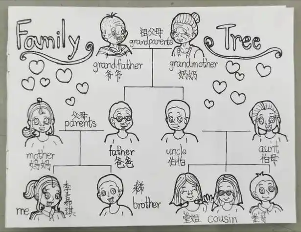 一年级英语我的家庭成员手抄报一年级英语手抄报