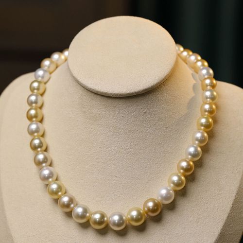 正品天然海水珍珠项链南洋澳白金珠混彩珠链正圆无暇强光送妈妈链