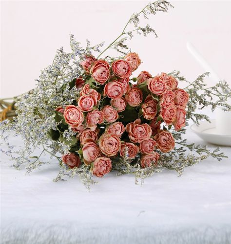 ins干花花束玫瑰真花新品 家居装 饰滴胶拍照情人节礼物情人草摆设