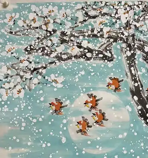 严寒中的春消息刘德功大写意雪梅图赏析