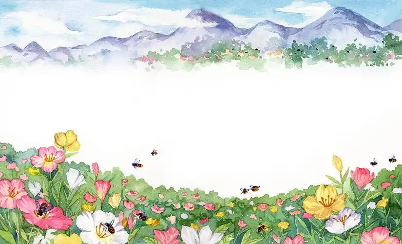 读古诗学作文水彩插画配图三