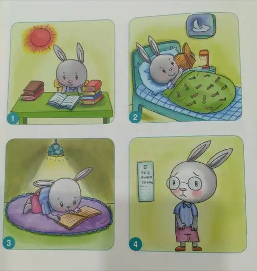 看图说话:小兔近视了