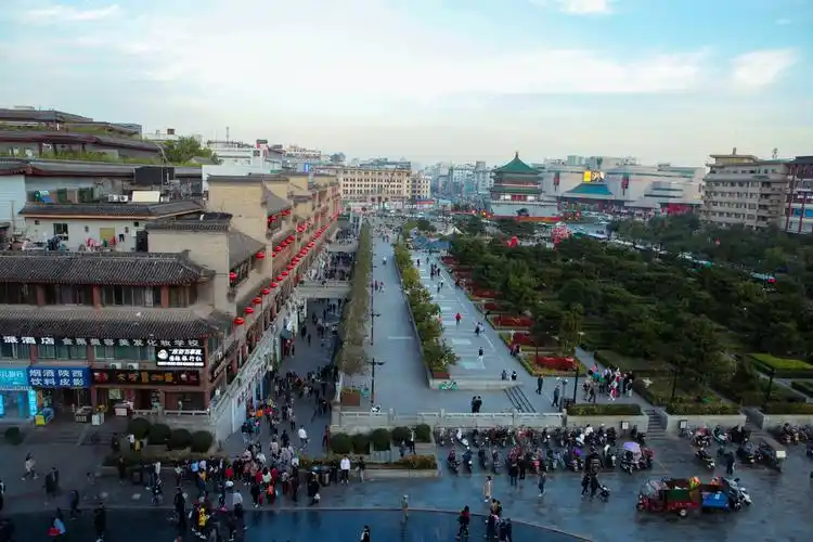 西安古城,一片繁荣景象;鸟瞰古城,带你感受不一样的西安美景