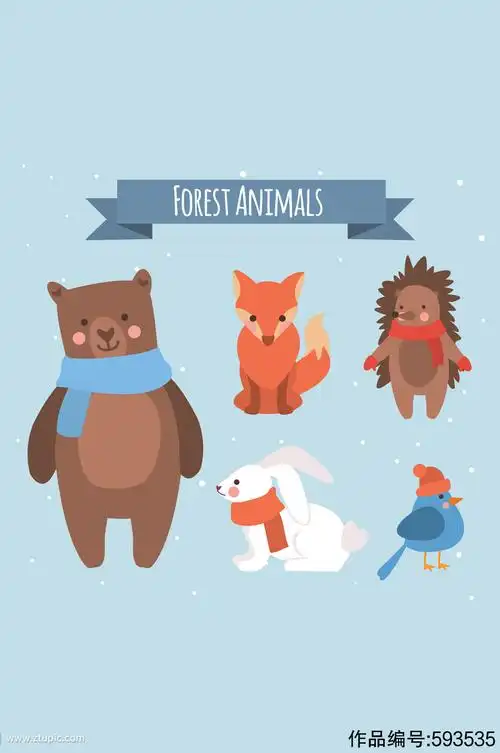 5款创意微笑冬季动物设计矢量素材