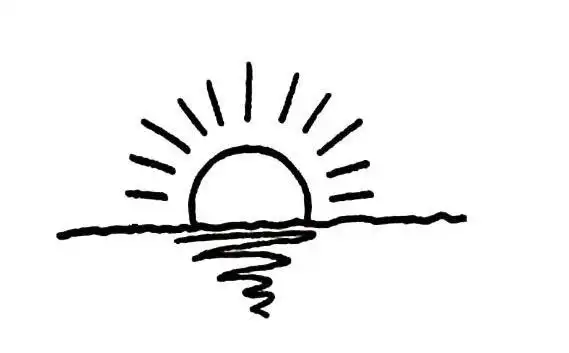 一起看日出_儿童风景简笔画图片大全