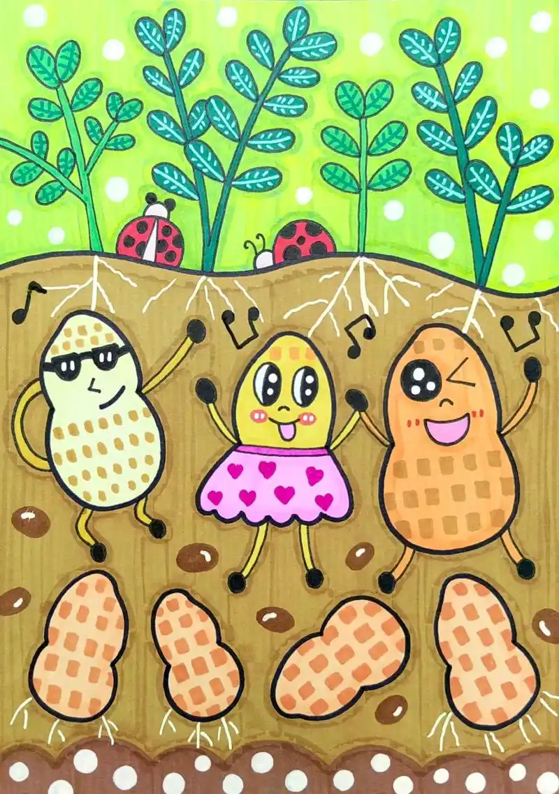 跳舞的花生.#简笔画 #儿童画 #少儿美术教育 #一起学画画 - 抖音