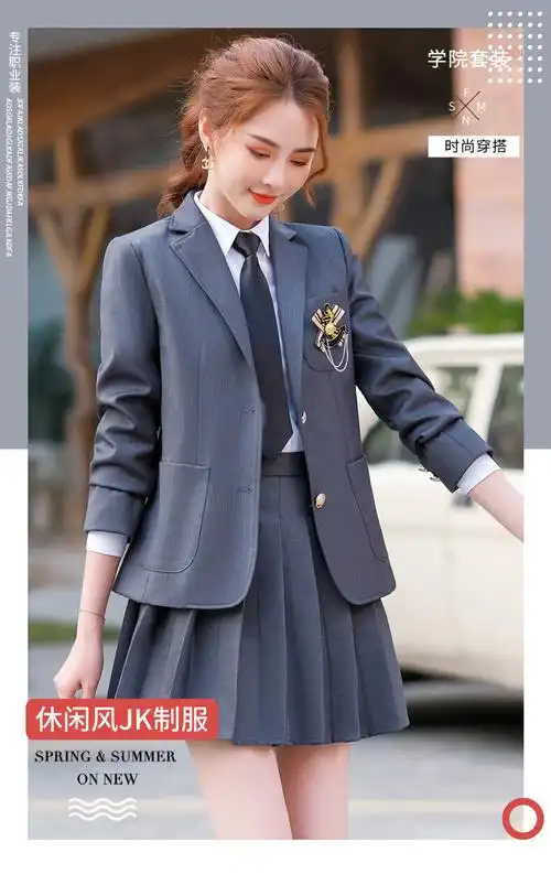 幼儿园老师园服秋冬教师面试气质裙子西装套装裙幼师服 902灰色马甲 q