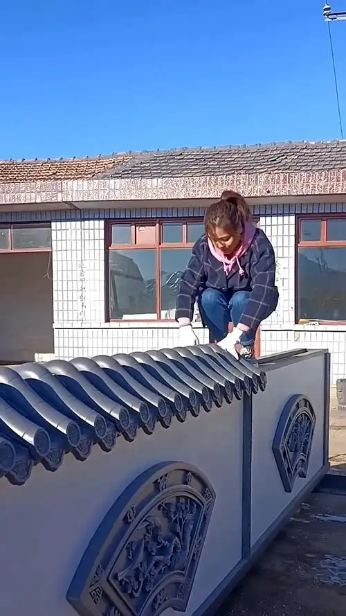 仿古围墙#24-37墙头专用围墙瓦帽-度小视