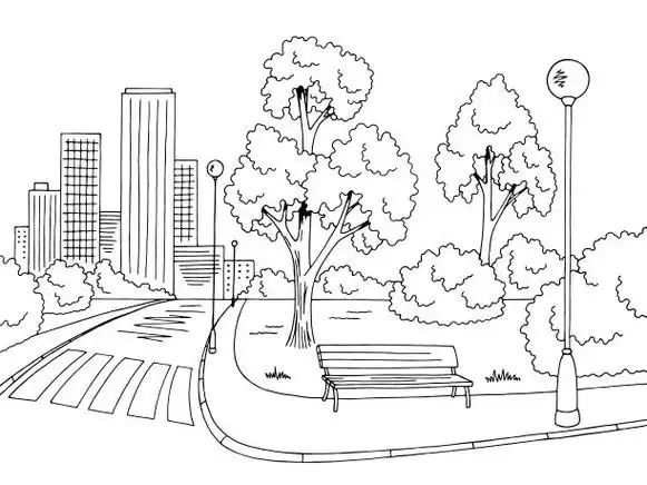 街道道路图形黑白城市景观素描插图矢量插画图片素材