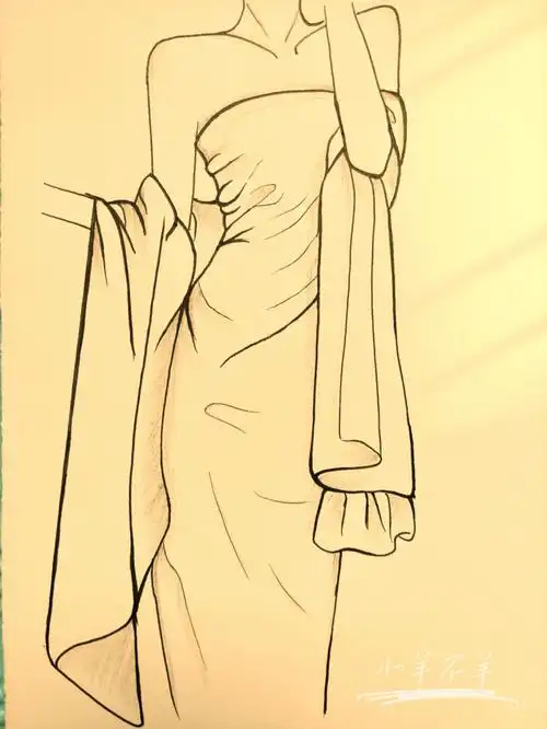 美女黑白简笔画绘画教程14附过程