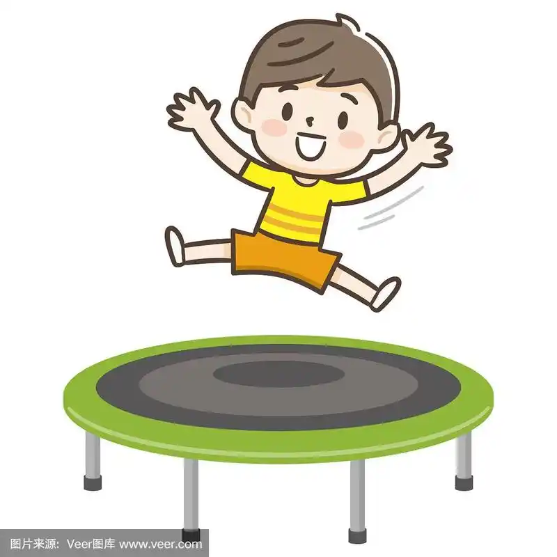 蹦床,矢量,白色背景,绘画插图,卡通