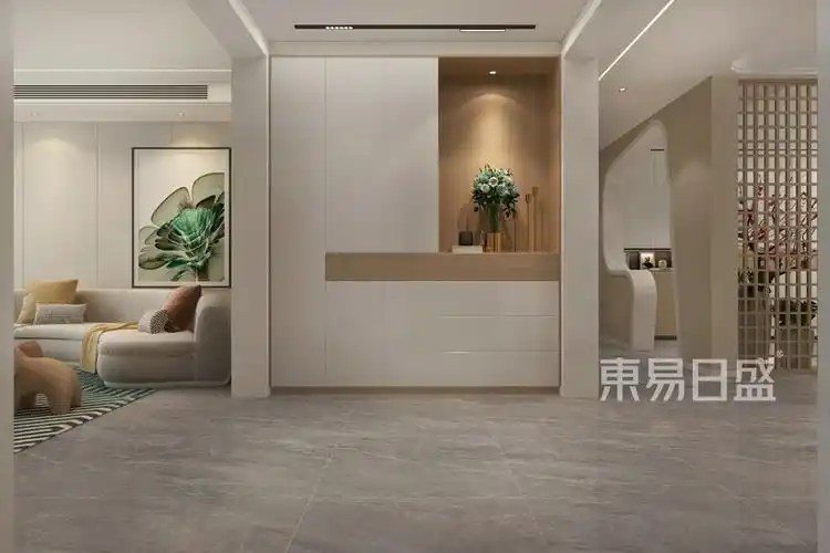入户门正对着的位置设计了玄关柜玄关柜入墙通顶把空间占用的恰到好处