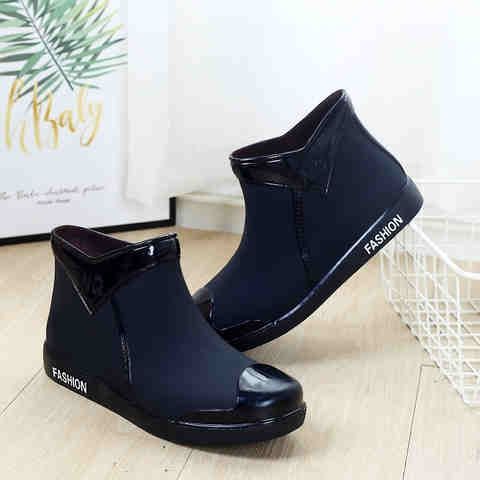 雨鞋女时尚潮流成人短筒防水防滑加棉绒四季通用女士雨鞋保暖耐b8