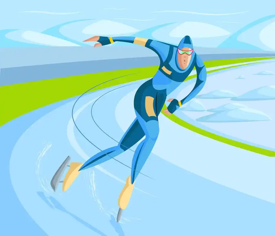 滑冰选手,矢量卡通风格溜冰