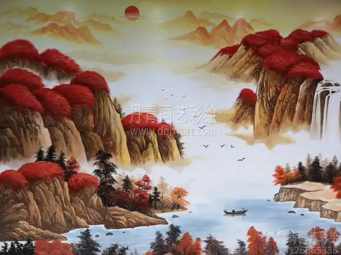 鸿运当头横幅山水画墙绘彩绘涂鸦|纯艺术|绘画|睦云山 - 原创作品