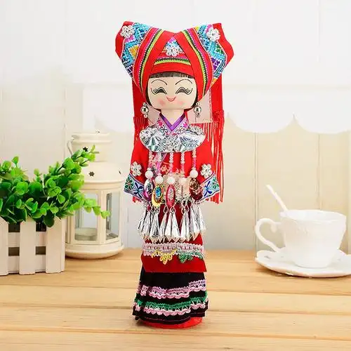 广西少数民族特色饰品送礼佳品木偶娃娃纯手工艺品礼盒装毛南族娃娃