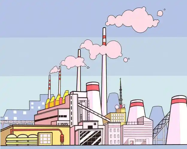 扁平插画铁路工厂卡通插画设计