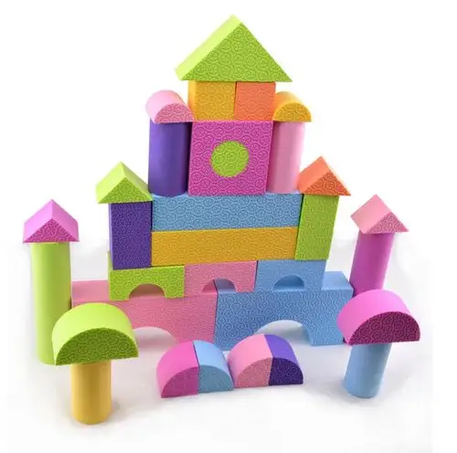 一折海绵宝宝玩具 拼装_eva泡沫海绵软体拼搭积木1-3岁宝宝早教儿童